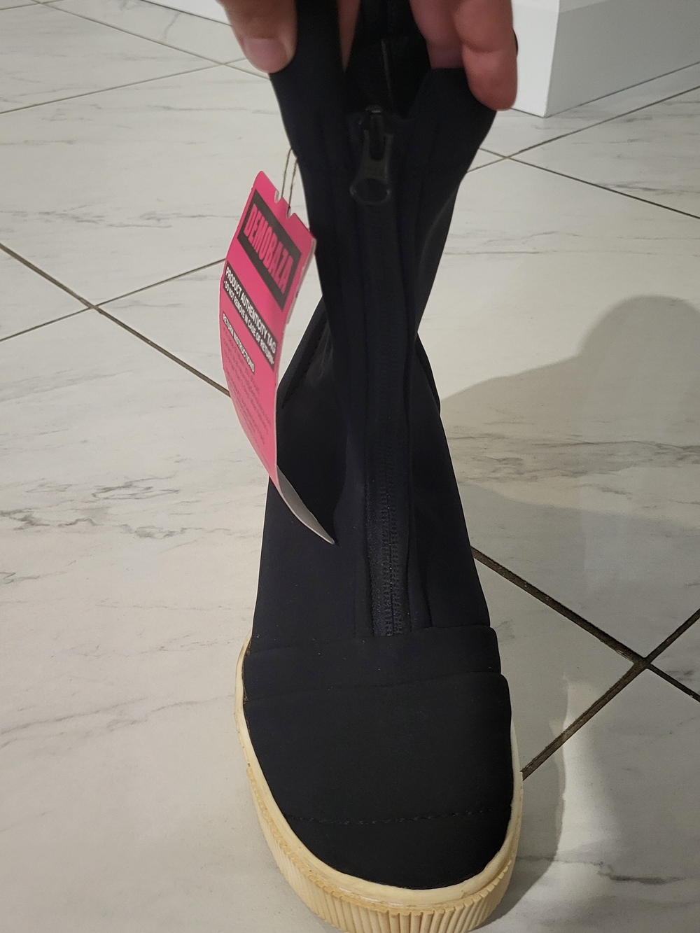 Women's Black Zip-Front Slip-On Sneaker Boot